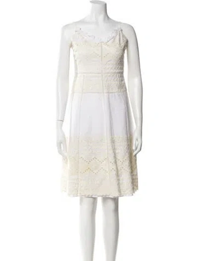 Pre-owned Tory Burch V-neck Mini Dress In Neutral