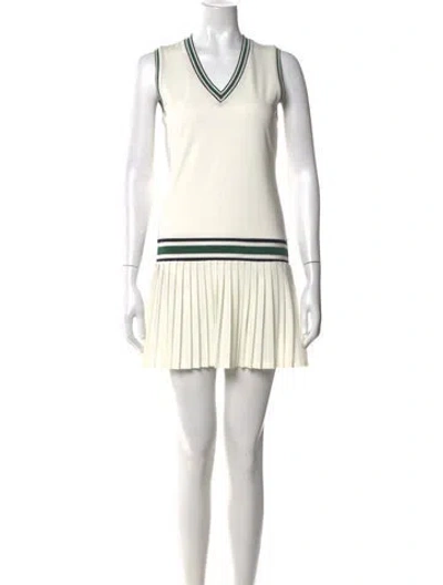 Pre-owned Tory Burch V-neck Mini Dress In Neutral