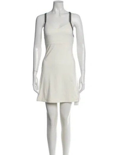 Pre-owned Tory Burch V-neck Mini Dress In Neutral