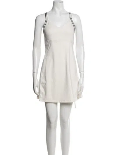 Pre-owned Tory Burch V-neck Mini Dress In Neutrals