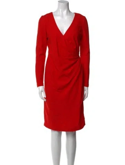 Pre-owned Tory Burch V-neck Mini Dress In Orange