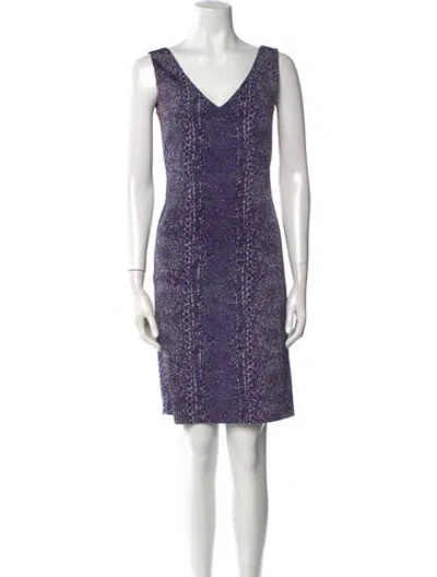 Pre-owned Tory Burch V-neck Mini Dress In Purple