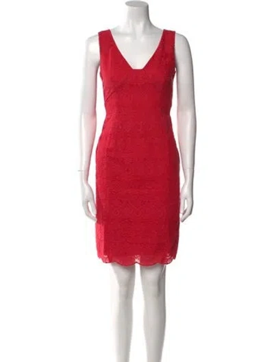 Pre-owned Tory Burch V-neck Mini Dress In Red