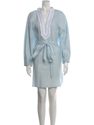 Pre-owned Tory Burch V-neck Mini Dress W/ Tags In Blue