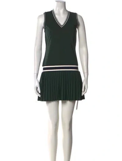 Pre-owned Tory Burch V-neck Mini Dress W/ Tags In Green