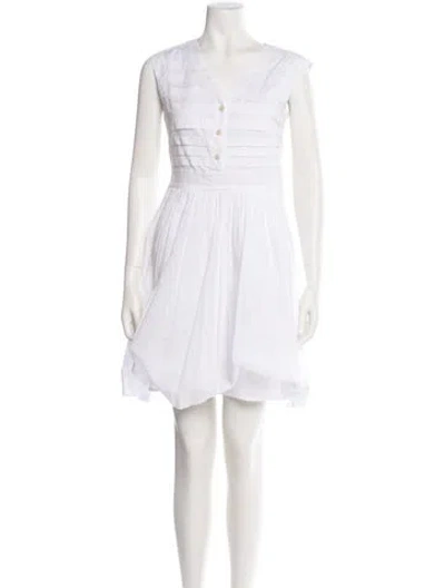 Pre-owned Tory Burch V-neck Mini Dress In White