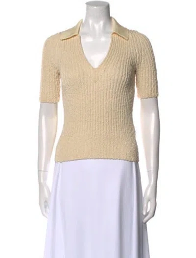 Pre-owned Tory Burch V-neck Short Sleeve Polo In Neutral