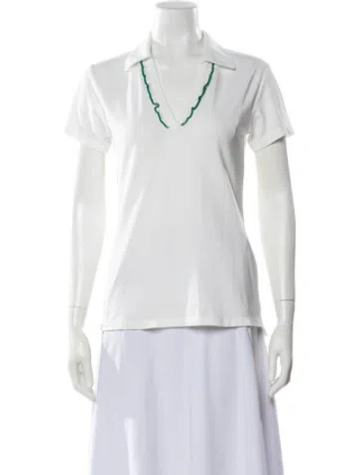 Pre-owned Tory Burch V-neck Short Sleeve Top In Neutral