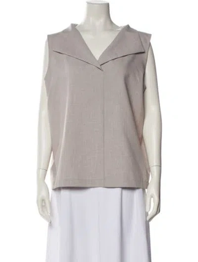 Pre-owned Tory Burch V-neck Sleeveless Sweatshirt In Gray