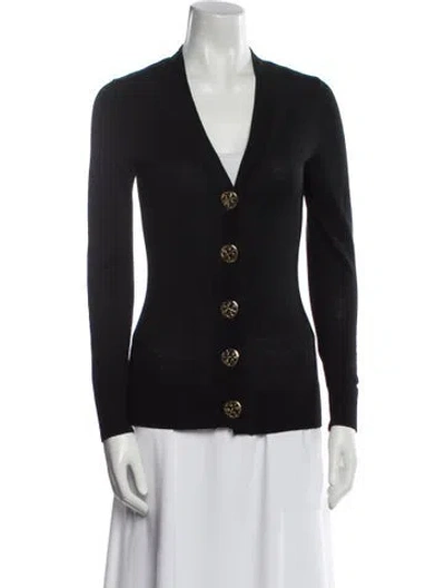 Pre-owned Tory Burch V-neck Sweater In Black