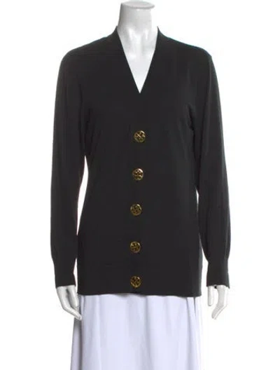 Pre-owned Tory Burch V-neck Sweater In Black