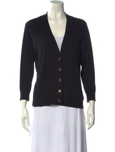 Pre-owned Tory Burch V-neck Sweater In Black