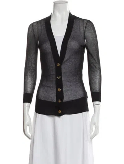 Pre-owned Tory Burch V-neck Sweater In Black