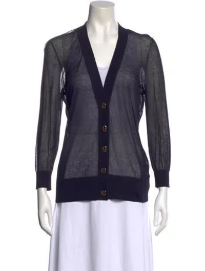 Pre-owned Tory Burch V-neck Sweater In Black