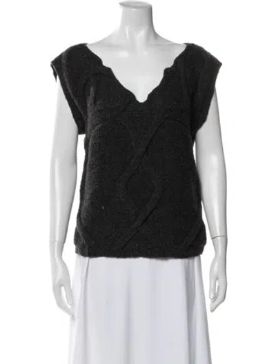 Pre-owned Tory Burch V-neck Sweater In Black