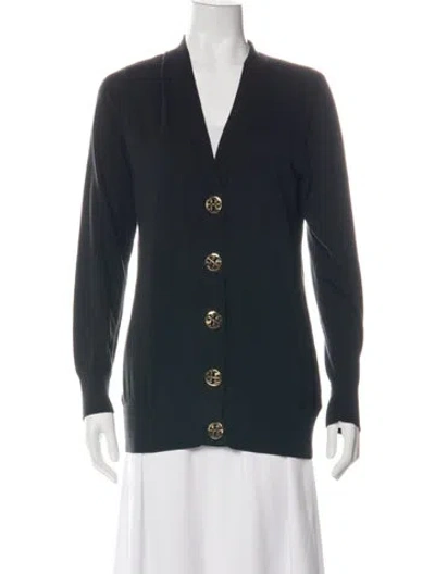 Pre-owned Tory Burch V-neck Sweater In Black