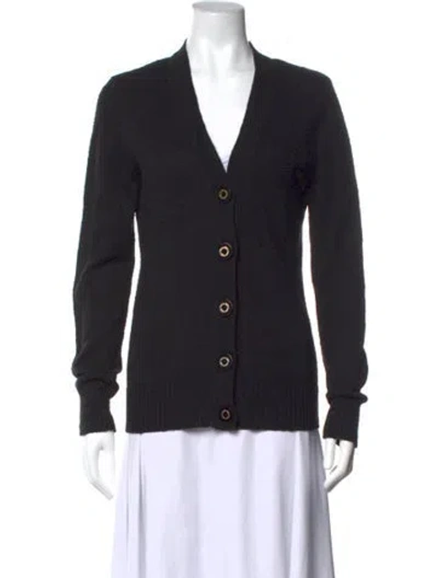 Pre-owned Tory Burch V-neck Sweater In Black