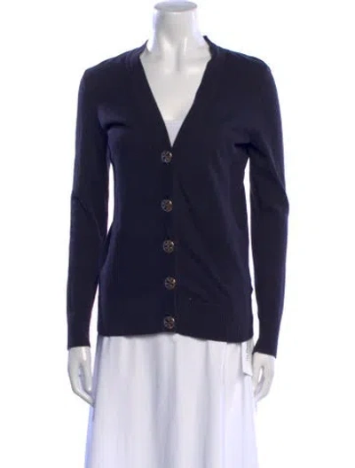 Pre-owned Tory Burch V-neck Sweater In Blue