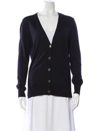 Pre-owned Tory Burch V-neck Sweater In Blue