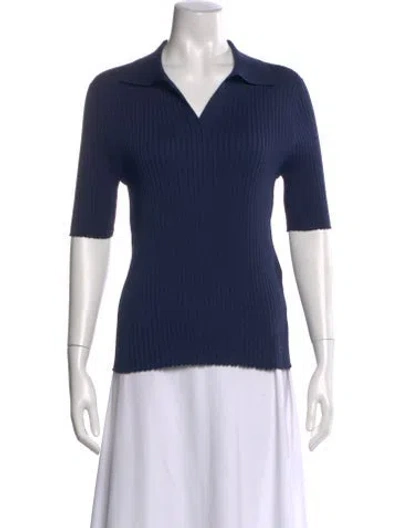Pre-owned Tory Burch V-neck Sweater In Blue