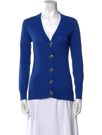 Pre-owned Tory Burch V-neck Sweater In Blue