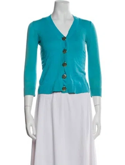 Pre-owned Tory Burch V-neck Sweater In Blue