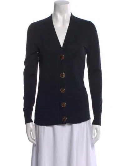 Pre-owned Tory Burch V-neck Sweater In Blue