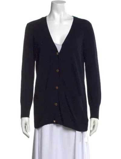 Pre-owned Tory Burch V-neck Sweater In Blue