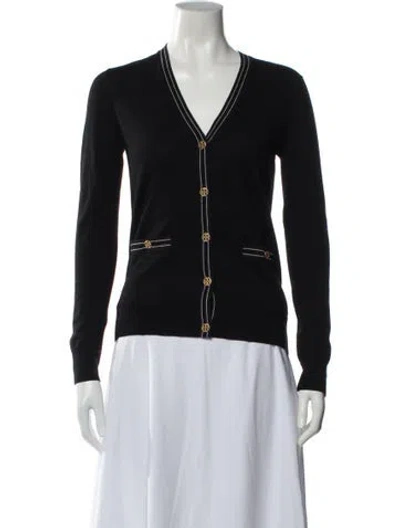 Pre-owned Tory Burch V-neck Sweater In Blue