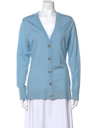 Pre-owned Tory Burch V-neck Sweater In Blue