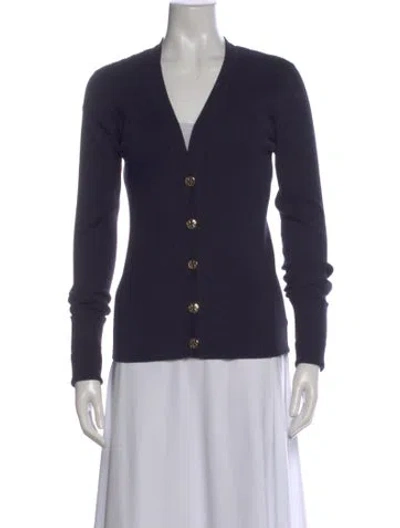 Pre-owned Tory Burch V-neck Sweater In Blue