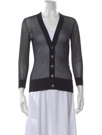 Pre-owned Tory Burch V-neck Sweater In Blue