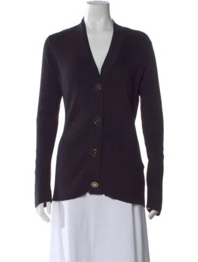 Pre-owned Tory Burch V-neck Sweater In Blue