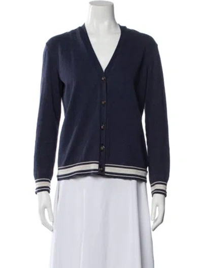 Pre-owned Tory Burch V-neck Sweater In Blue