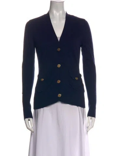 Pre-owned Tory Burch V-neck Sweater In Blue