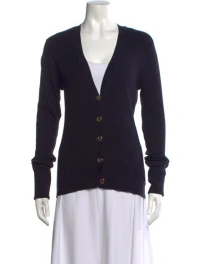 Pre-owned Tory Burch V-neck Sweater In Blue