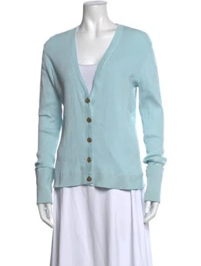 Pre-owned Tory Burch V-neck Sweater In Blue