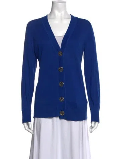 Pre-owned Tory Burch V-neck Sweater In Blue