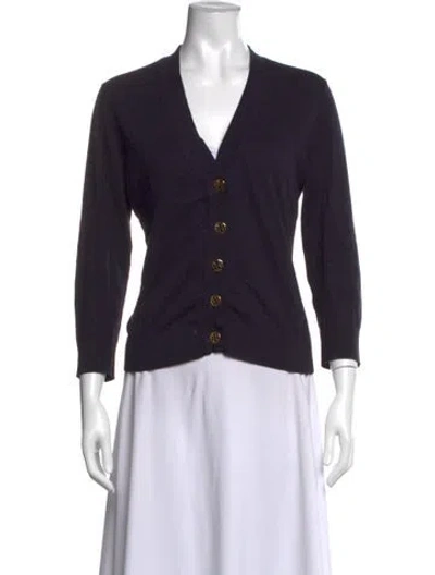 Pre-owned Tory Burch V-neck Sweater In Blue