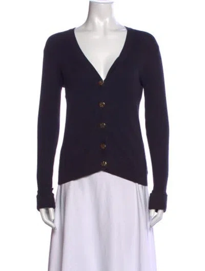 Pre-owned Tory Burch V-neck Sweater In Blue