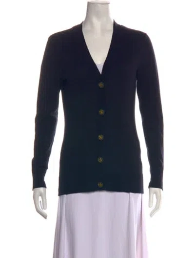 Pre-owned Tory Burch V-neck Sweater In Blue
