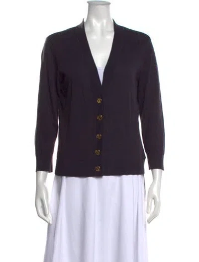 Pre-owned Tory Burch V-neck Sweater In Blue