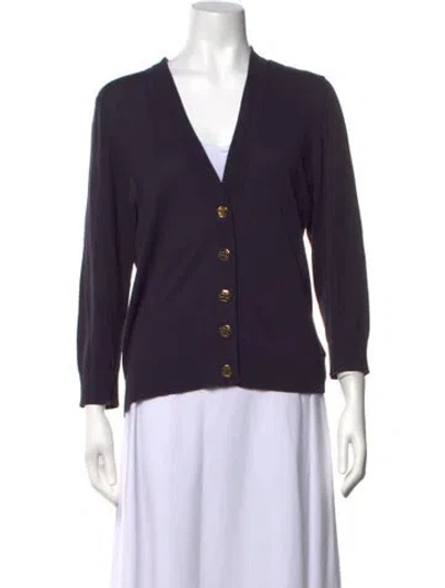 Pre-owned Tory Burch V-neck Sweater In Blue