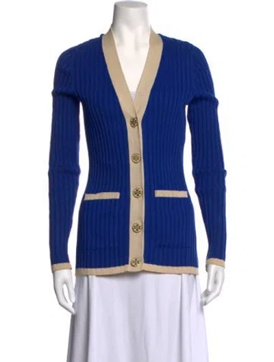 Pre-owned Tory Burch V-neck Sweater In Blue