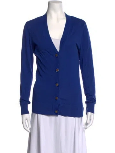 Pre-owned Tory Burch V-neck Sweater In Blue