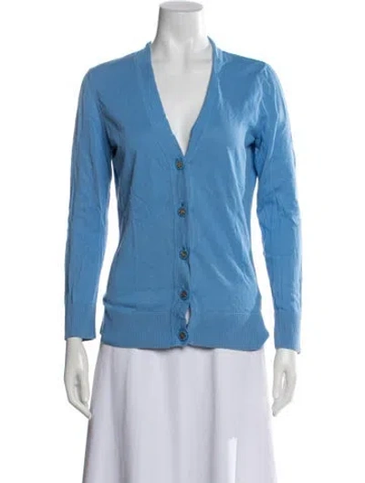 Pre-owned Tory Burch V-neck Sweater In Blue