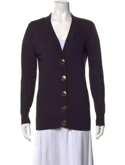 Pre-owned Tory Burch V-neck Sweater In Blue