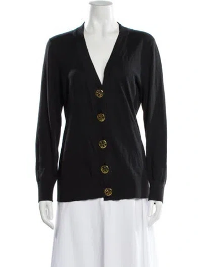 Pre-owned Tory Burch V-neck Sweater In Gray