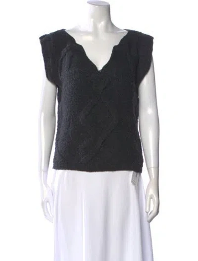 Pre-owned Tory Burch V-neck Sweater In Gray