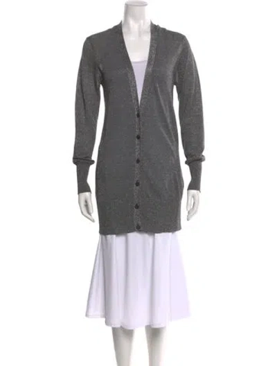 Pre-owned Tory Burch V-neck Sweater In Gray